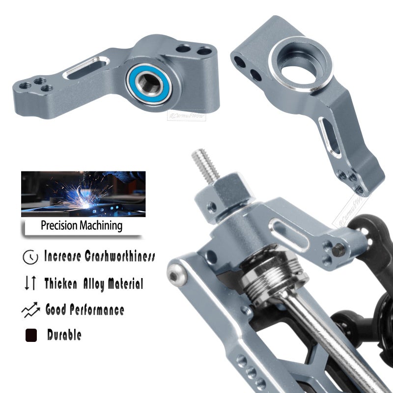 RcarmubWow RC Upgrades Part for 1/10 Slash 2WD,Slash 2WD VXL,Alloy Aluminum Front Rear Suspension Arms,Front Steering Block,Rear Stub Axle Carriers,Left Right Caster Blocks,Titanium - Image 5